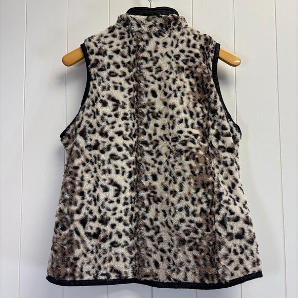 Unbranded Womens Boho Mob Wife Leopard Faux Fur Reversible Vest Size M/L Cozy - Picture 2 of 11